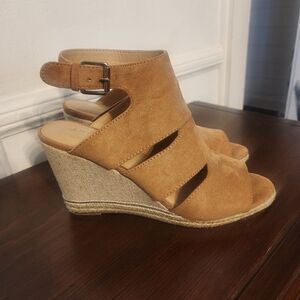 Apt 9 Womens Tan Brown Casual Wedge Espadrille Sandal Sz 8.5M Cottage Summer Y2K
